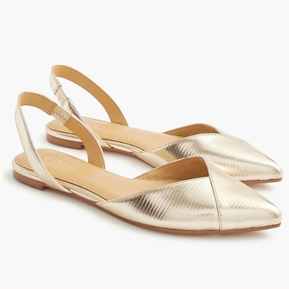 J. Crew Factory Metallic Slingback Flats - gold